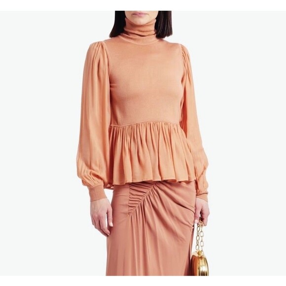 Ulla Johnson Tops - Ulla Johnson Orange Peach Liana Wool Silk Turtleneck Size M